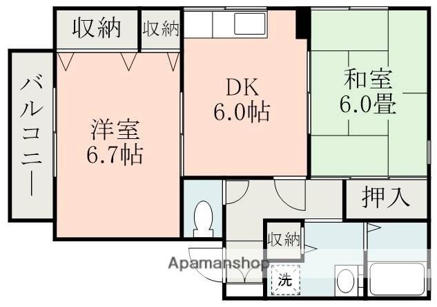 セジュール島崎(2DK/1階)の間取り写真