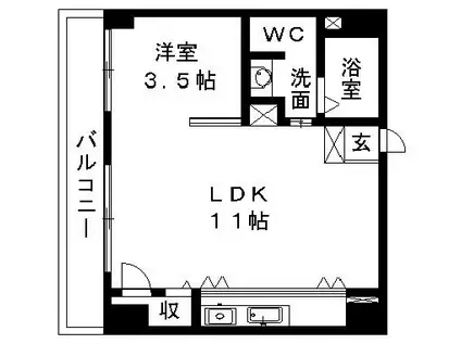 HAPPYFEELINSHINMACHI(1LDK/4階)の間取り写真