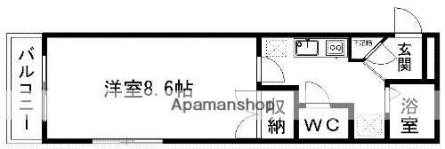 コート本荘(1K/4階)の間取り写真