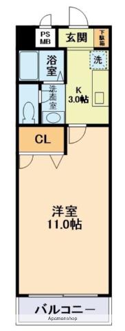 PA水前寺(1K/4階)の間取り写真
