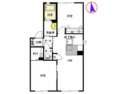 ラフィネイオス(2LDK/1階)の間取り写真