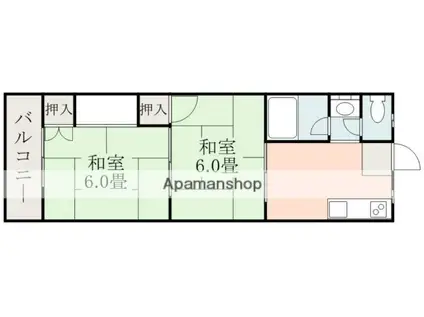 御領ハイツ(2K/2階)の間取り写真