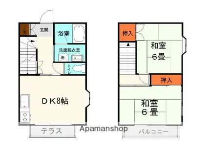 メゾン滝川(2DK/1階)の間取り写真