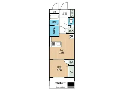 サンロージュ水前寺公園(1DK/7階)の間取り写真