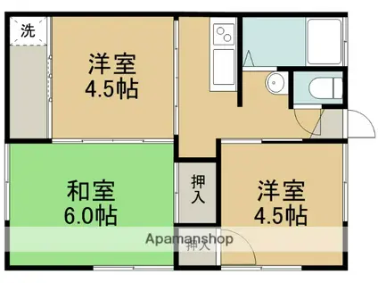 山口アパート(3K/2階)の間取り写真