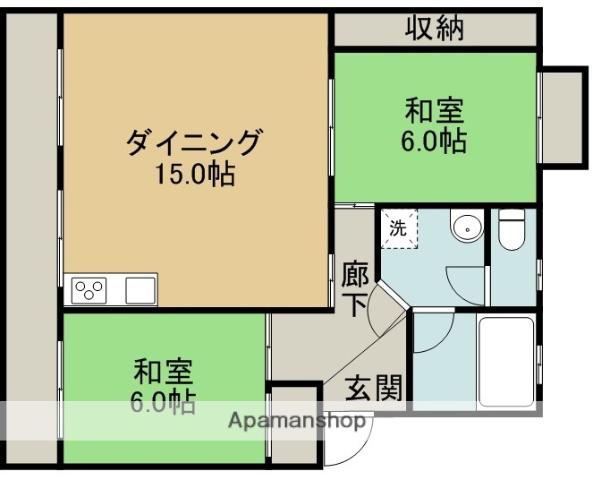 荘林ハイツⅡ(2LDK/1階)の間取り写真