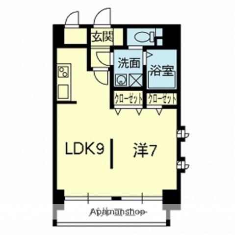 EMYU新町(1LDK/4階)の間取り写真