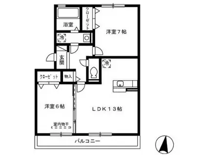 エスペラール(2LDK/3階)の間取り写真