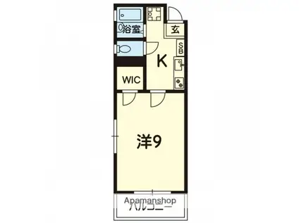 カーサ・ミア大津(1K/3階)の間取り写真