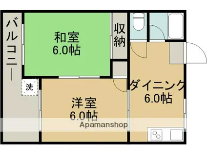 元家コーポ(2DK/1階)の間取り写真