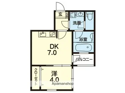 PRIMAVERA九品寺(1DK/4階)の間取り写真