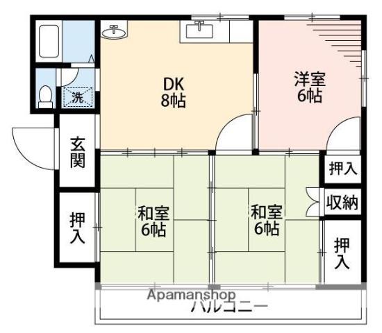 SUPREMEマンション(3DK/2階)の間取り写真