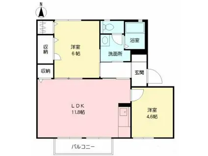 ラフォーレ雅(2LDK/2階)の間取り写真