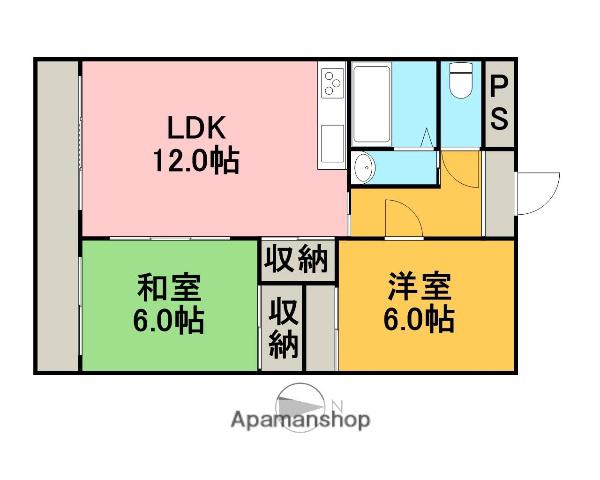 森山ビル(2LDK/5階)の間取り写真
