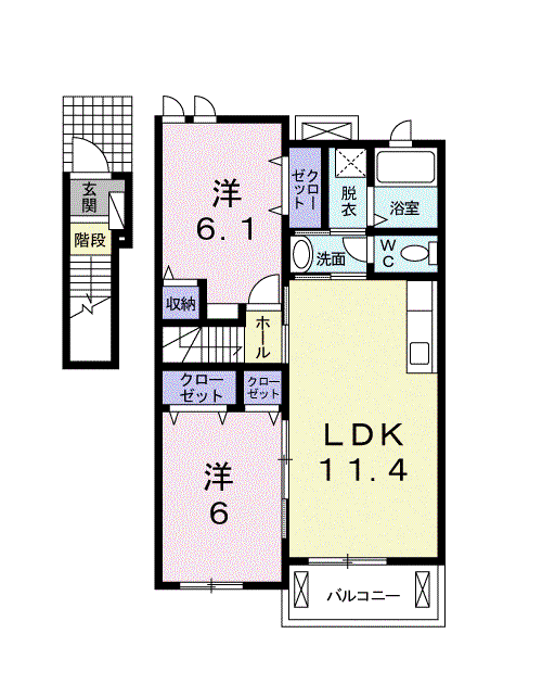 グレイスVILLAⅡ(2LDK/2階)の間取り写真
