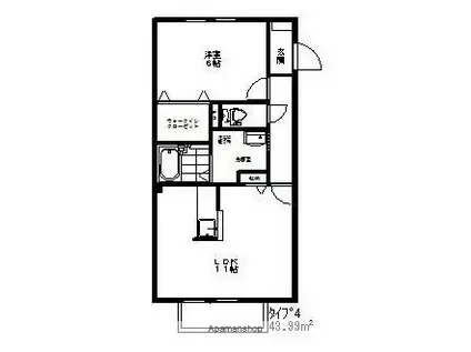 グリーンプラント(1LDK/2階)の間取り写真
