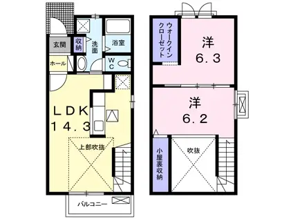 サン・コテージュB(2LDK/1階)の間取り写真