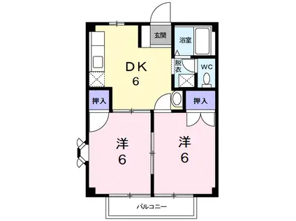 プチ・シャトー(2DK/2階)の間取り写真