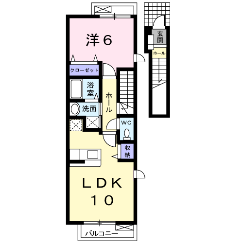 グレイス(1LDK/2階)の間取り写真