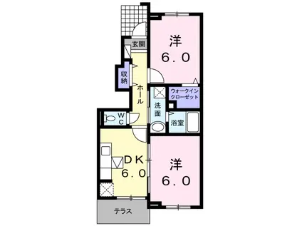 コート・ドールB(2DK/1階)の間取り写真