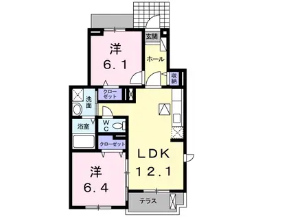 ナリッシュ(2LDK/1階)の間取り写真