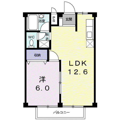 メゾンド江藤(1LDK/2階)の間取り写真