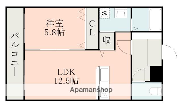 ソリテール麻生田(1LDK/4階)の間取り写真
