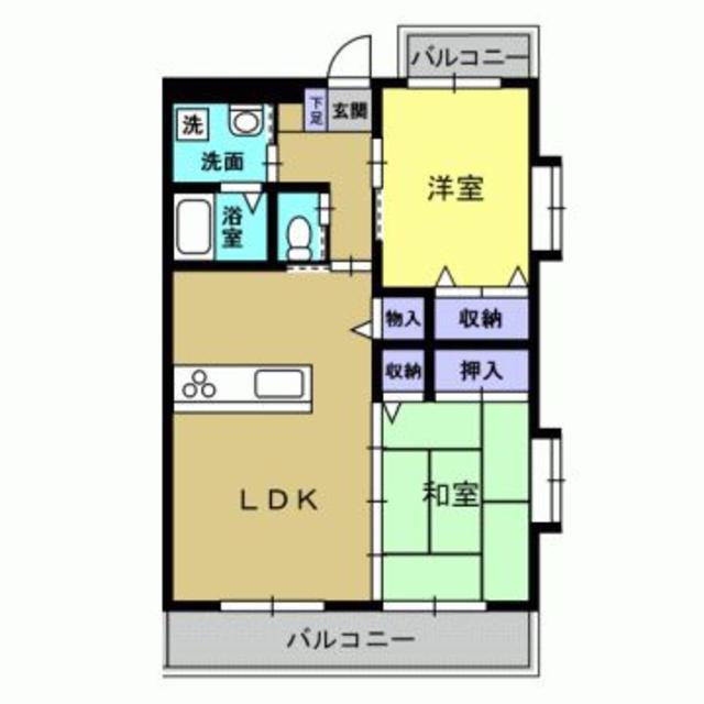 ライズビル(2LDK/2階)の間取り写真