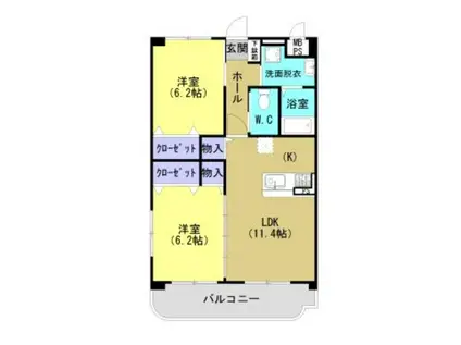 リバーサイドカメリア(2LDK/2階)の間取り写真