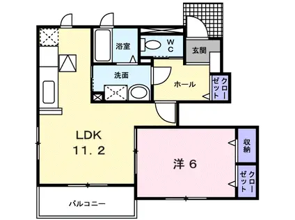 プロムナ-ドⅡ(1LDK/1階)の間取り写真