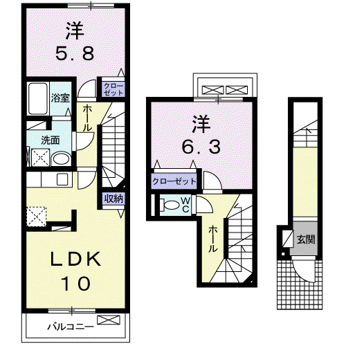 マーベラス Ⅰ(2LDK/2階)の間取り写真