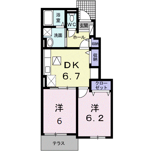 エステートⅢ(2DK/1階)の間取り写真