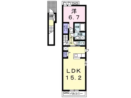 リバーサイド辺田見(1LDK/2階)の間取り写真