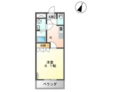 BIENVIVRE楡木Ⅱ(1K/2階)の間取り写真