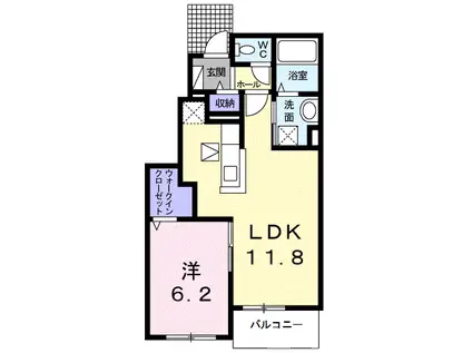 プロヴァンスⅡA(1LDK/1階)の間取り写真