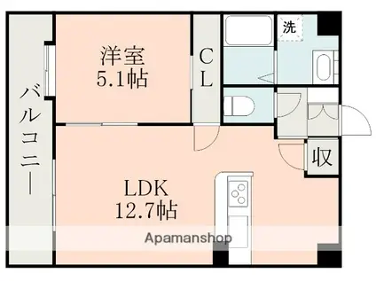 アルヴェアール水前寺(1LDK/4階)の間取り写真