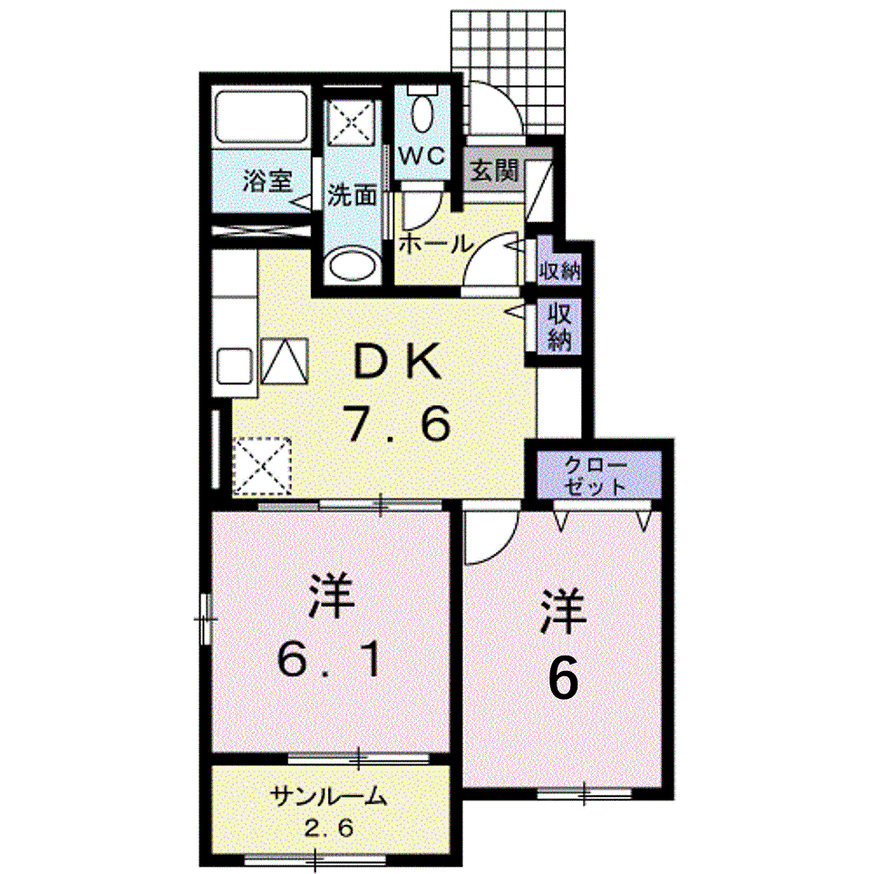 REIWA Ⅱ(2DK/1階)の間取り写真