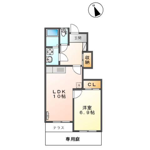 メゾンボンヌール(1LDK/1階)の間取り写真