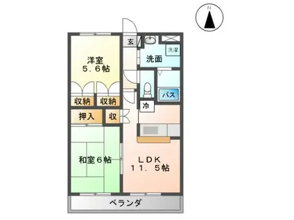 ベルビューハイム(2LDK/2階)の間取り写真