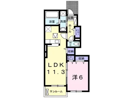 サンリットハウス B(1LDK/1階)の間取り写真