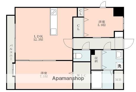 L・Aマンション菊陽(2LDK/9階)の間取り写真