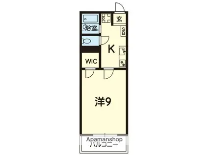 カーサ・ミア大津(1K/1階)の間取り写真