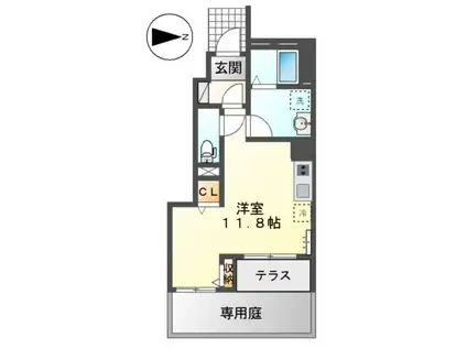 ヴェルデ琴平(ワンルーム/1階)の間取り写真