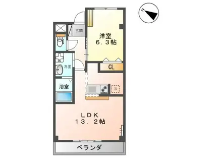 ドリームⅡ(1LDK/2階)の間取り写真