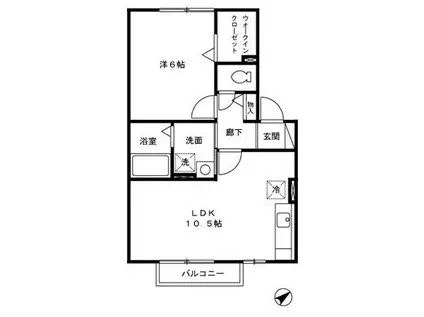 シャルマンA棟(1LDK/1階)の間取り写真