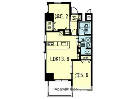 CEDAR(2LDK/6階)の間取り写真