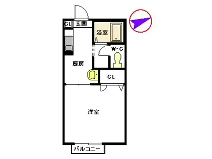 USジャンクションB(1K/2階)の間取り写真