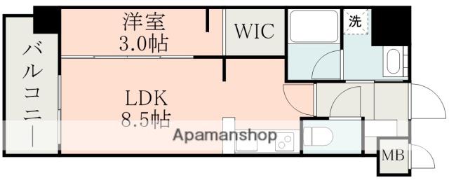 ラ・シック水前寺(1LDK/6階)の間取り写真