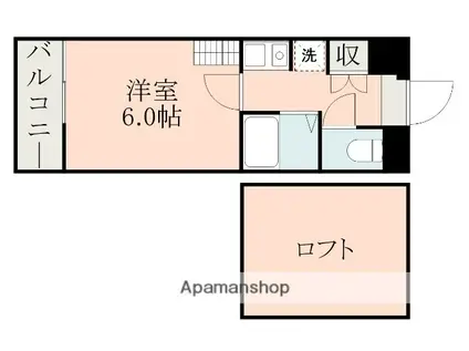 アップルハウス健軍ⅣB(1K/2階)の間取り写真