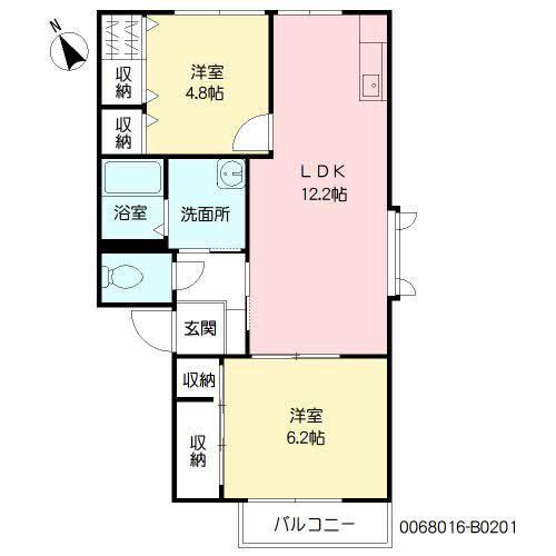 メゾンTOMO-B(2LDK/2階)の間取り写真